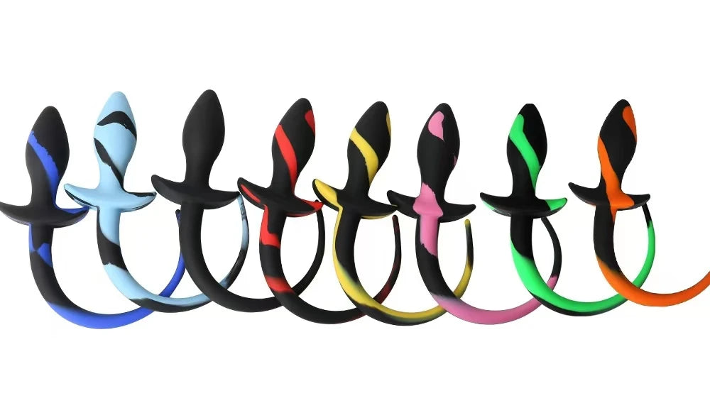Factory Sales Silicone Dog Tail Luminous Anal Plug Puppy Play Anal Accessories G-Spot Prostate Massage Butt Plug Fetish Sex Toys