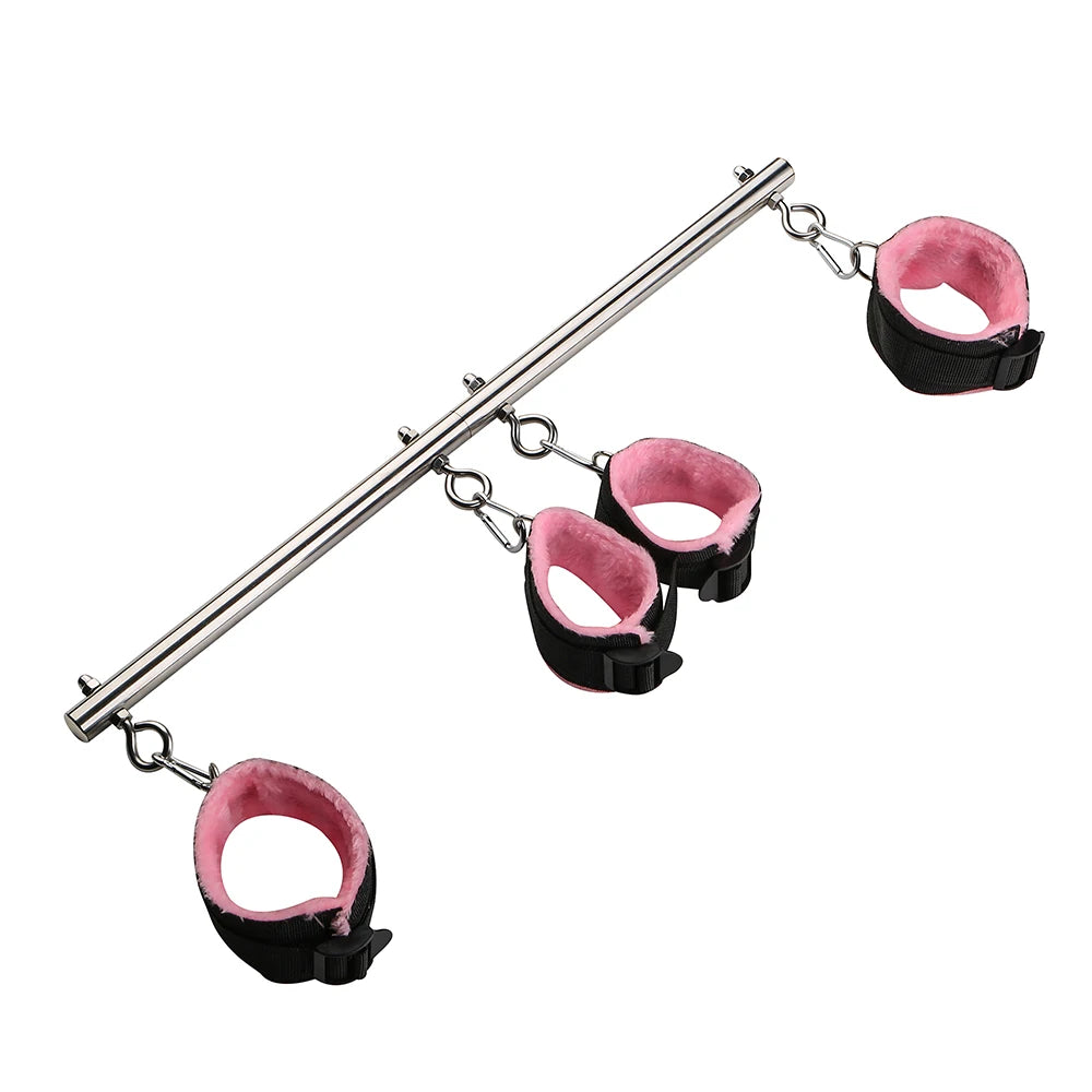 BDSM Bondage Set Stainless Steel Extend Spreader Bar Sex Slave Handcuffs Ankle Cuffs Fetish Restraints Adult Sex Toys for Couple