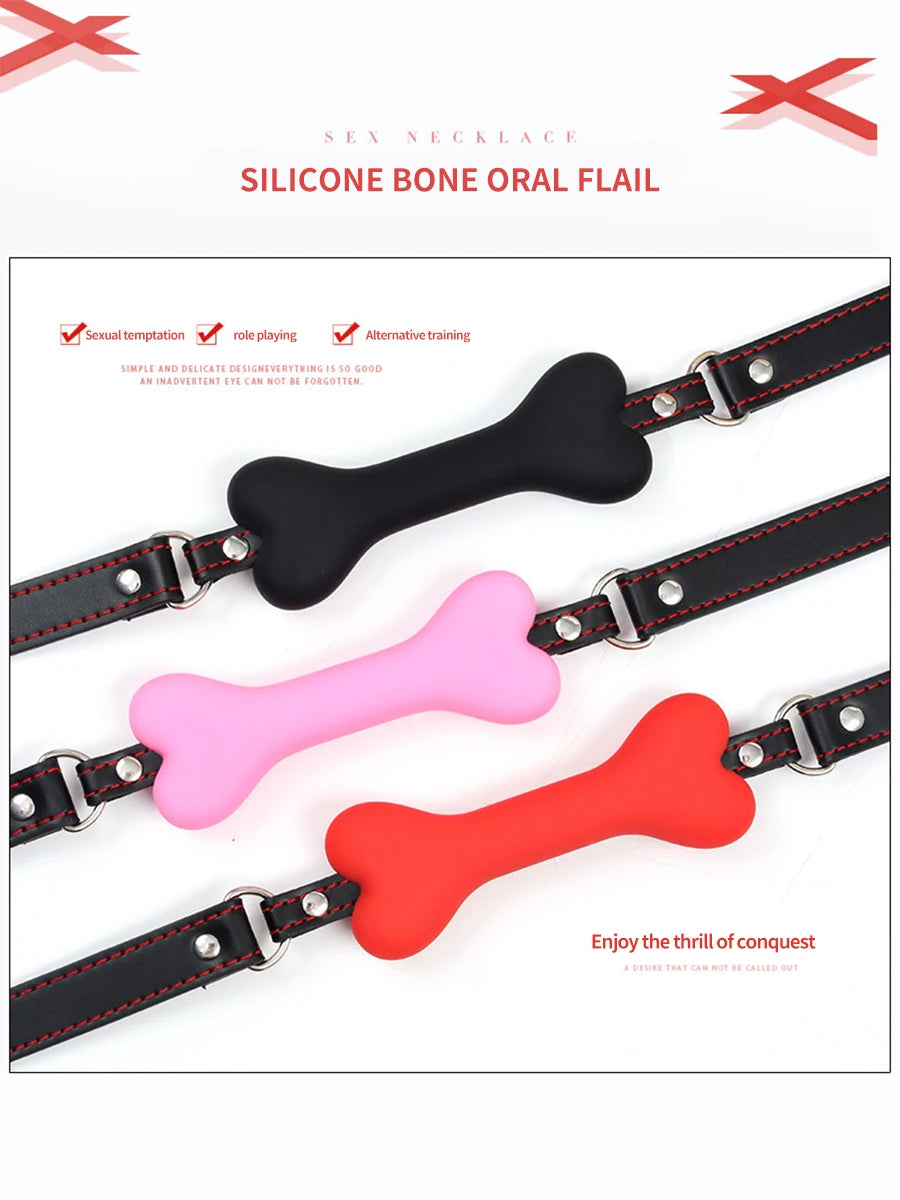 "Be My Little Dog" sex toys  silicone Bone shaped silicone stopper, Silicone mouth plug, adult SM tools, flirting character