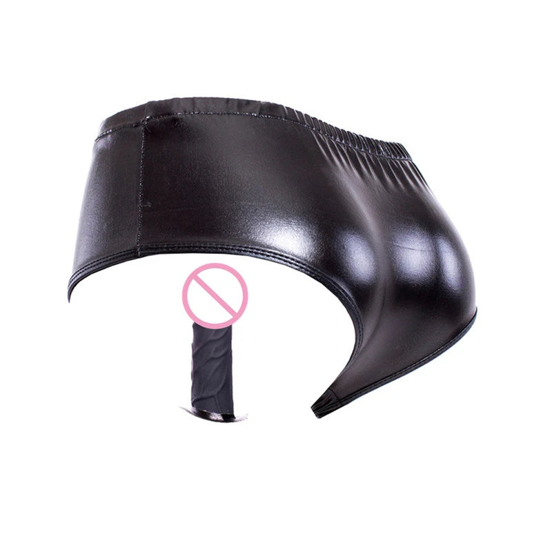 Silicone Anal Plug Dildo PU Leather Penis Panties Strap On Dildo Underwear Masturbation Chastity Panties Sex Toys No Vibrate
