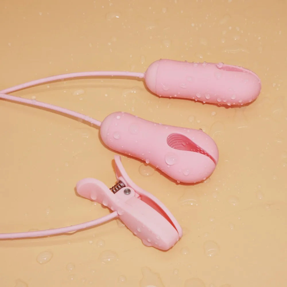 Nipple Clamp Vibrator for Women Labia Powerful Vibration with Clips Breast G Spot Clitoris Stimulator Vibrating Massager Sex Toy