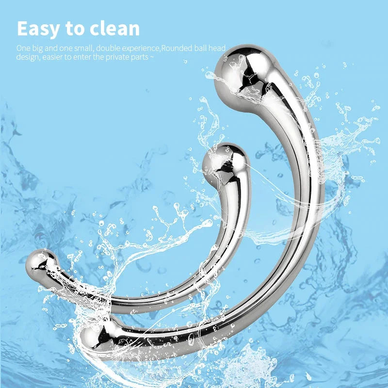 Metal Anal Plug Double Ended Stainless Steel G Spot Wand Butt Plug Prostate Massage Anal Dildo Plug Adult Sex Toys for Men Women