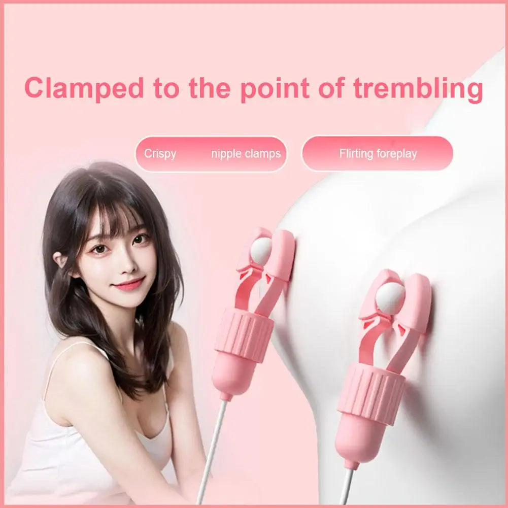 Nipple Vibrator USB Rechargeable Vibrator Clitoral Suction Cup & Nipple Clamps Stimulation Massager Women's Sex Toy Adult18+