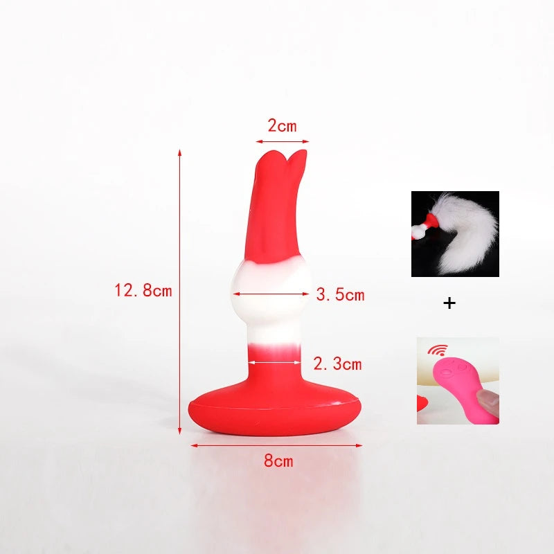 Cosplay Anal Dildos with Tail Sex Toys for Couple Silicone Dog Dildo Wearable Butt Plug with 35/65/95cm Fox Tail Gay Sex Games
