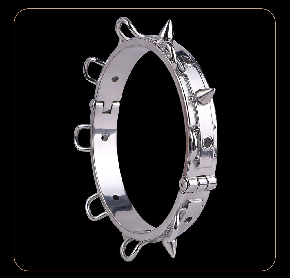 SHAZ Thick Heavy Collar Neck Sleeve Lockable Slave Dog Hentai Stainless Choker BDSM Accessories Adult Game Sex Toy Men Women 18+