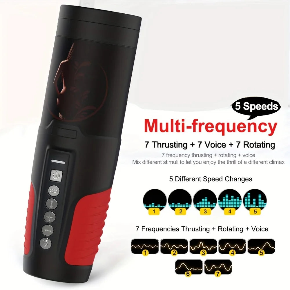 Male Masturbator Penis Pump sex Toys Vacuum Pump 7 Thrusting Rotating Vibrating Sucking Licking  Adult Toys Mens Sex Toys Pumps