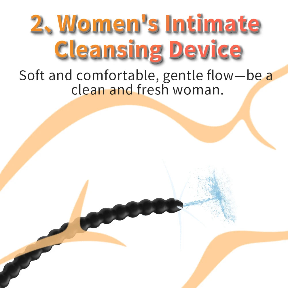 Silicone Long Anal Beads Plug Dilator Douche Enema Vagina Cleaning Kit Buttplug Syringe Shower Head Gay Sex Toy For Couples