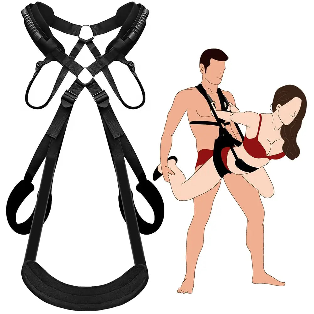BDSM Sex Swing Set with Bondage Love Slings for Couples Adjustable Strap Adult Sex Toy Soft Plush Padding Mat Sex Restraints Toy