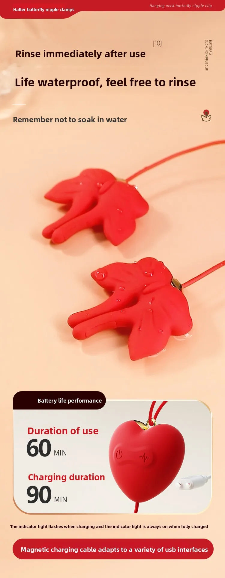 Nipple Clamp Vibrator Breast Stimulatior Magnetic Nipple Clip Sex Toys Necklace for Clitoris Anal Erotic Toys Adults for Couples