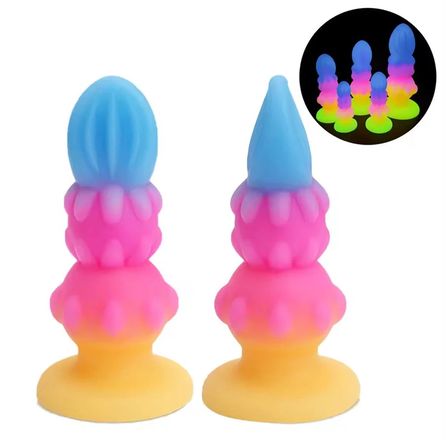 Silicone Anal Plug Soft Anal Beads Butt Plug Dildo Luminous Buttplug Anus Trainer Prostate Massager Adult Sex Toys For Women Men
