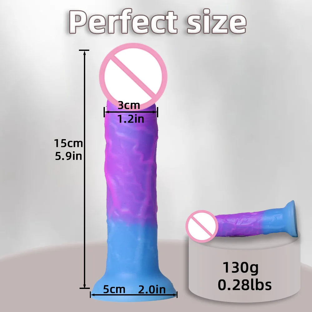 Factory price 5.9 inch realistic silicone dildo with powerful suction cups, hands-free, suitable for novices, women, couples