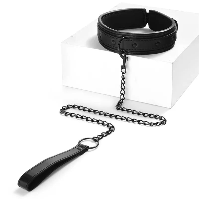 Neck to Wrist BDSM Bondage Sex Restraints Kit Couples Sex Toys Bondage Set With Chain Leash Back Handcuff Collar Slave Role Play