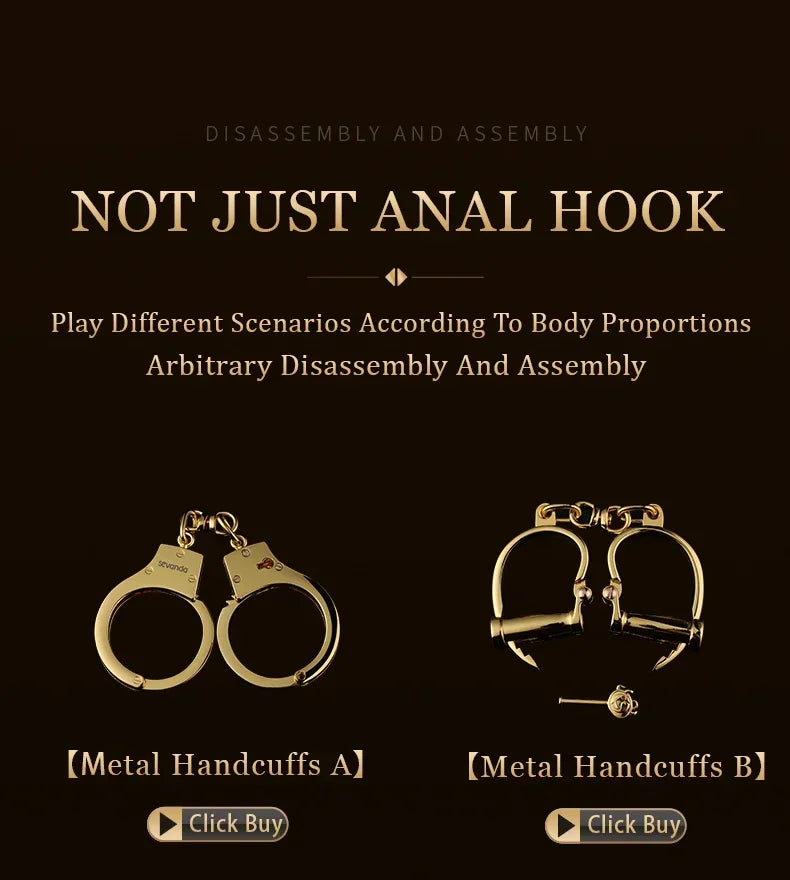 LOCKINK Metal Anal Hook Couple Adults Toys SM Posterior Anal Dilation Single Bead Adjustable Restraint Equipment for Men Women