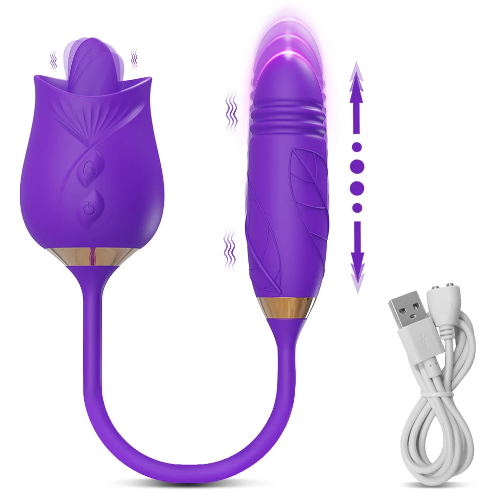 Sexy Adult Female Rose-Sucking Dildo Vibrator for Women Nipple Clit Stimulator Vibrating Penetration Vagina Vibrator Sex Toys 18