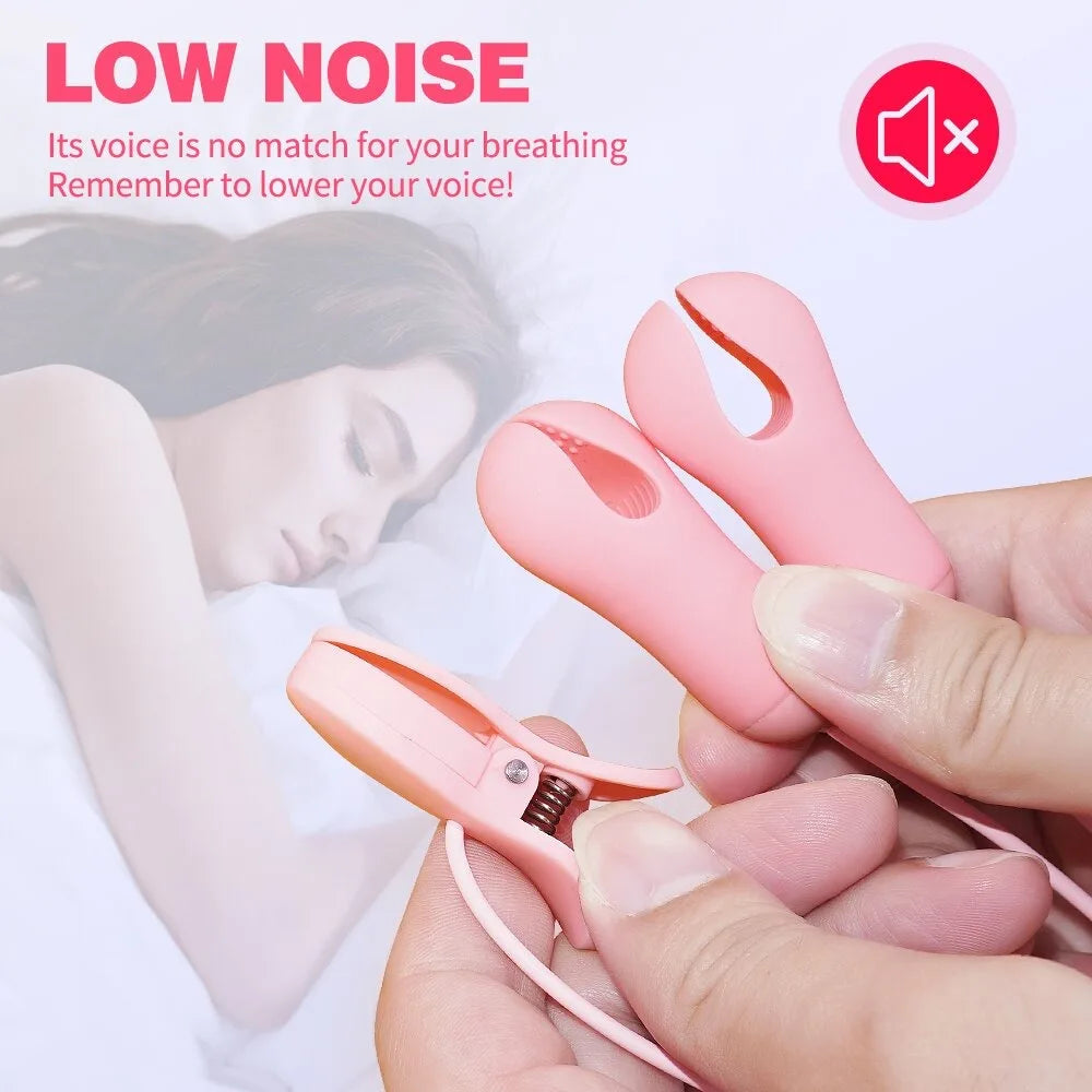 Nipple Clamp Vibrator for Women Labia Powerful Vibration with Clips Breast G Spot Clitoris Stimulator Vibrating Massager Sex Toy