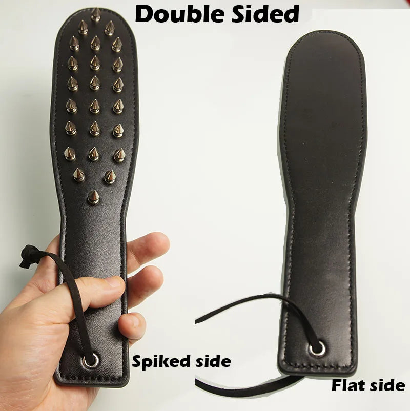 BDSM Spanking Paddle,Dual Side Leather Spiked Whip,Sex Toys for Couples,Adult Games,Bondage,Restraints