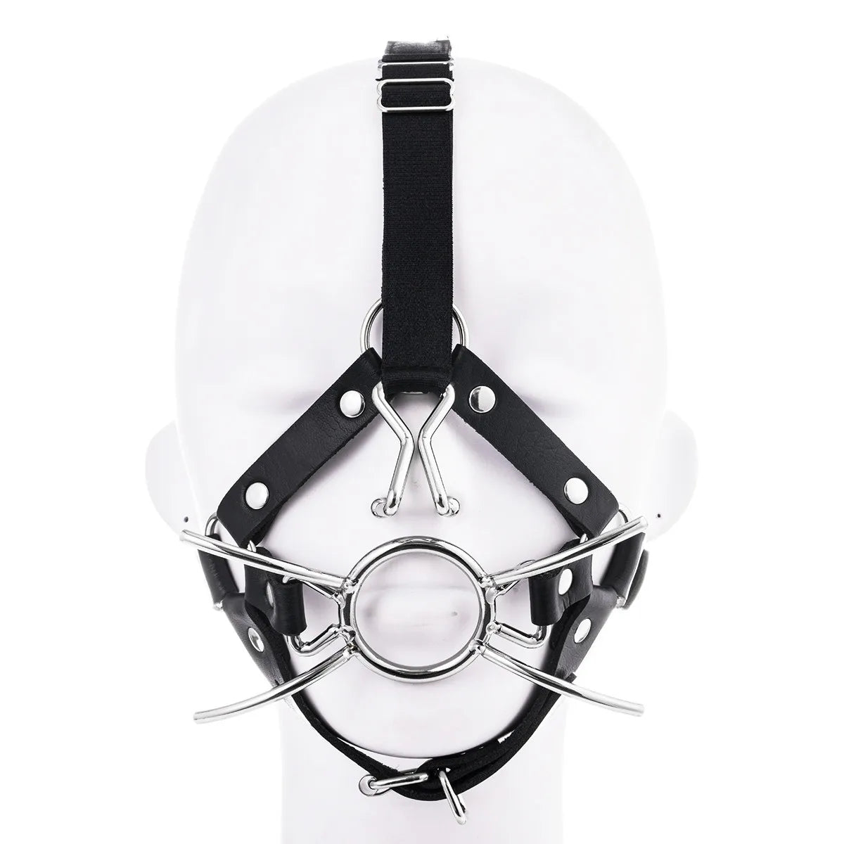 VaHppy Masks Gag Harness Nose Hooks SM BDSM Bondage Cat Whisker Style Couple Sex Games Toys Cosplay Stainless Steel + Leather