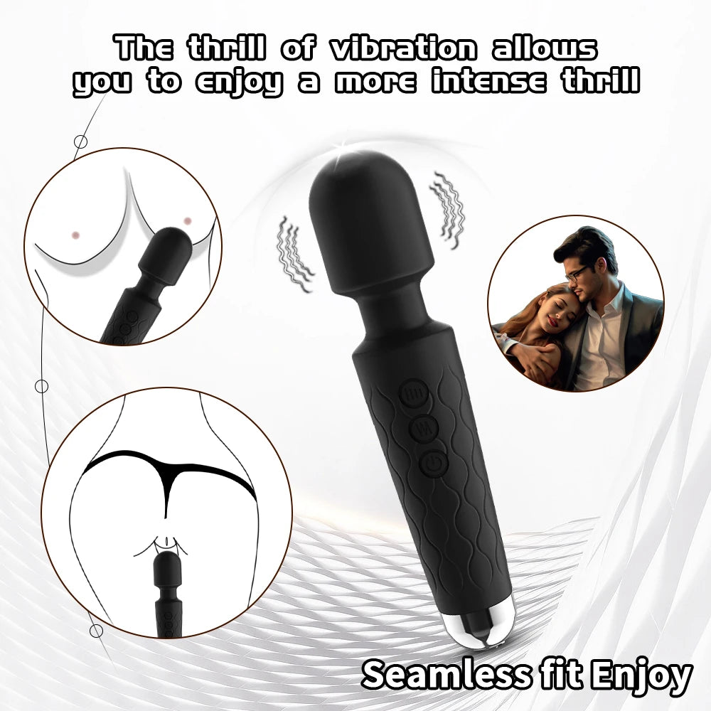 Silicone Powerful AV Vibrator, Female Nipple Clitoris G-spot Stimulation Masturbator, Couples Adult Sexy Sex Toys, Sex Toys 18+