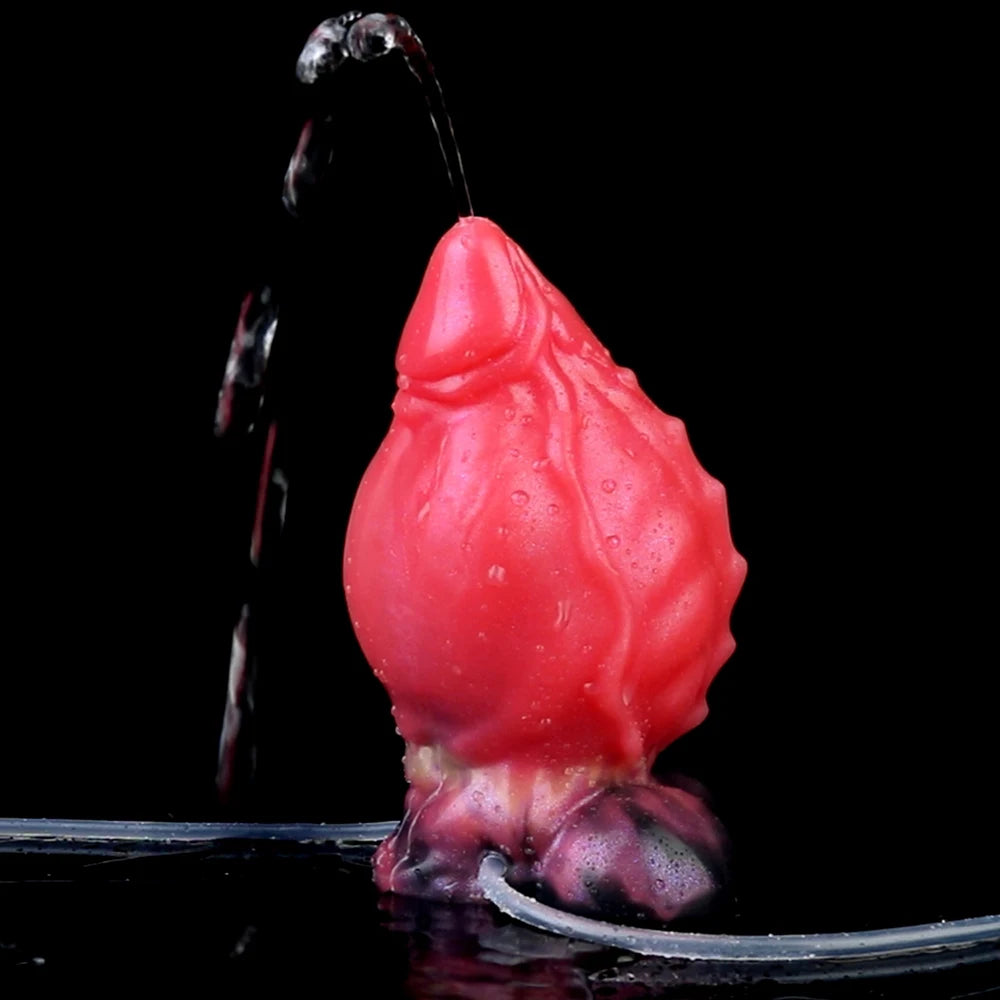 NNSX Squirting Silicone Dog Dildo Inflatable Dick Fantasy Fishbone Pattern Butt Plug Anal Sex Toys For Women Sexy Adult Supplies