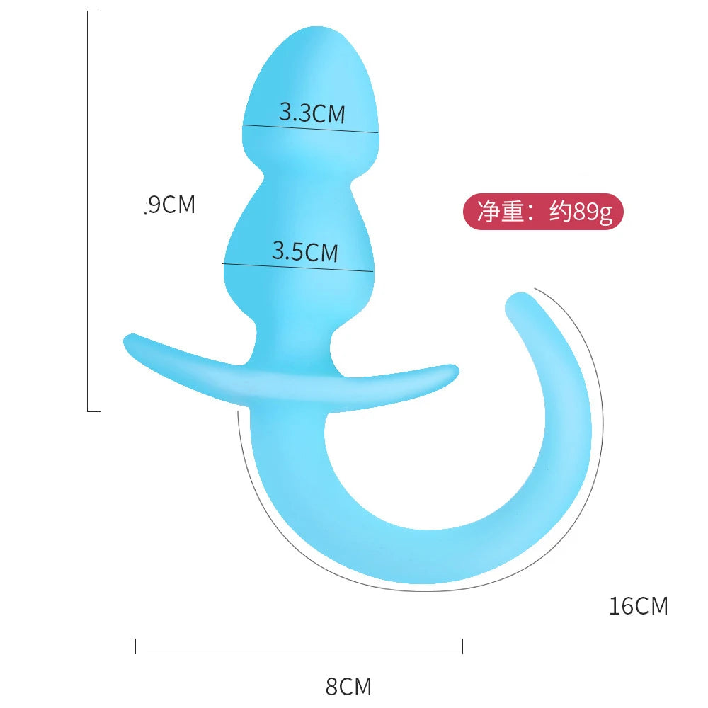 Factory Sales Silicone Dog Tail Luminous Anal Plug Puppy Play Anal Accessories G-Spot Prostate Massage Butt Plug Fetish Sex Toys