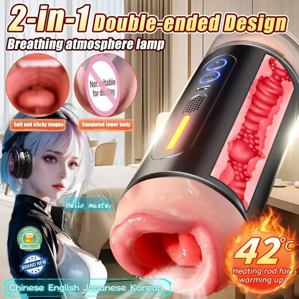 Male Masturbator Toys Automatic Sucking Masturbation Cup for Men, Deep Throat Oral Vagina Suction Blowjob Vibrating Sex Machine