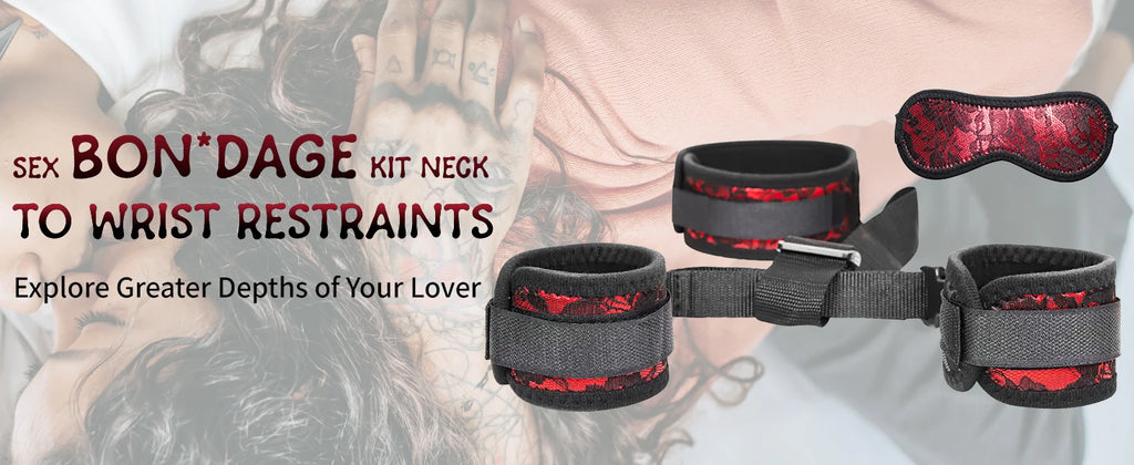BDSM Bondage Kit Adult Restraints Sex Toys for couples Neck to Wrist Adjustable Bondage Gear & Accessories Back Handcuffs Collar