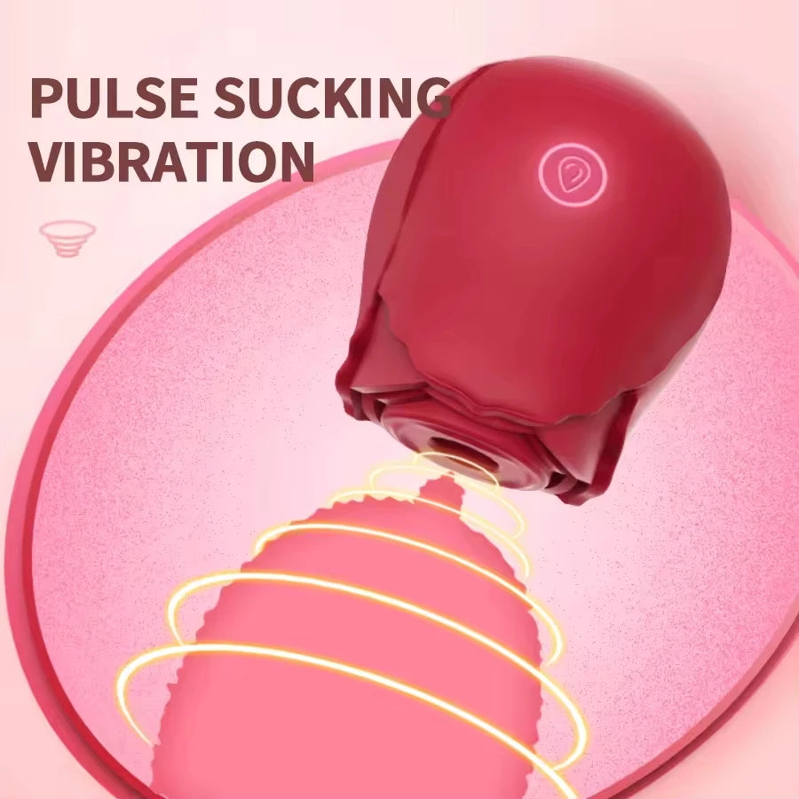 Rose Dildo Vibrator Sex Toys for Women - Sucking Vibrating Clitoral Nipple Stimulator G-Spot Massager for Couples Adult Sex Game