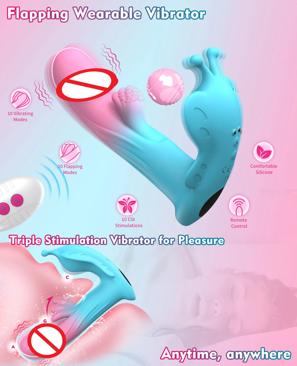 Wearable Flapping Vibrator Couples Sex Toys Remote Control G-Spot Clitoral Stimulator Dildo Adult Sex Toys for Women Couples