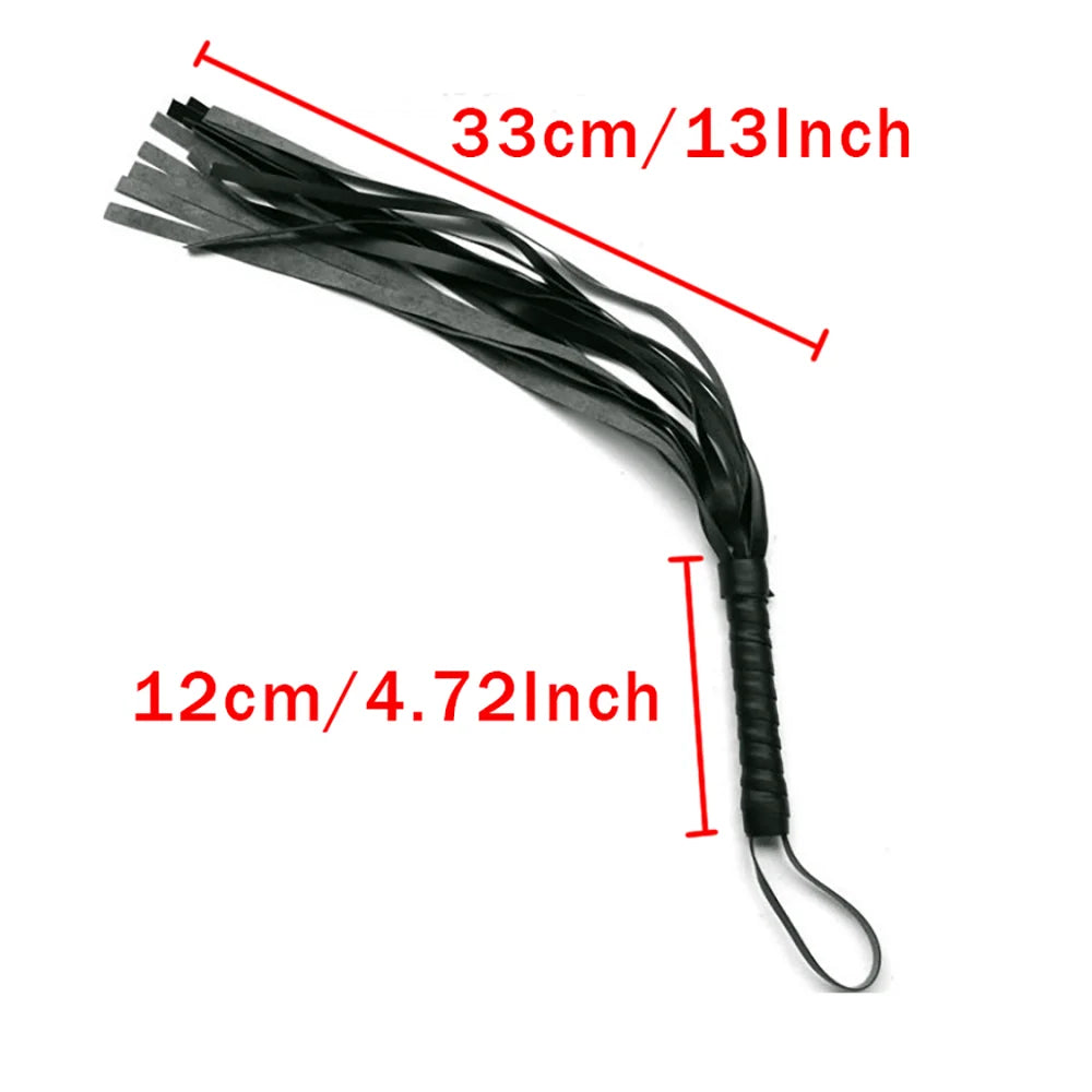 BDSM Leather Fun Whip for Couples, Soft & Durable Flogger, SM Spanking Paddle for Roleplay, Fetish, and Cosplay Fun Sex Toy