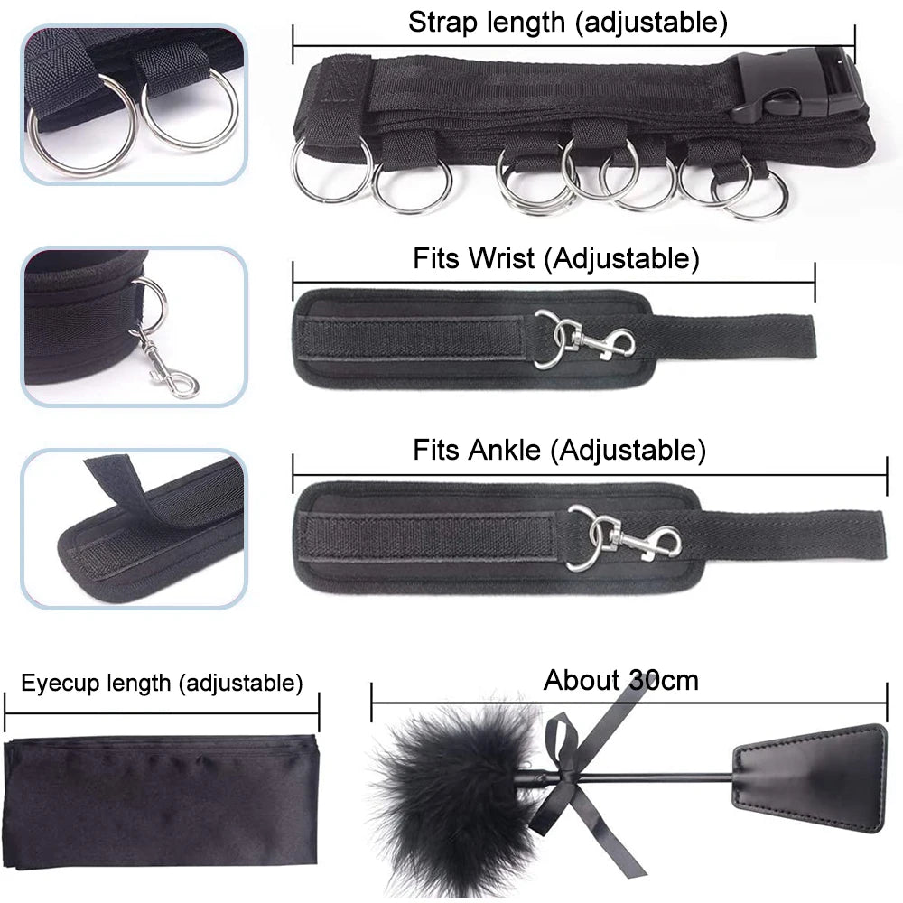 BDSM Adult Sex Toy Kits Sets for Sexy Games Bondage Mask Set Feather Handcuffs Ankle Cuff Restraints for Couple Sexual Aids ﻿18+