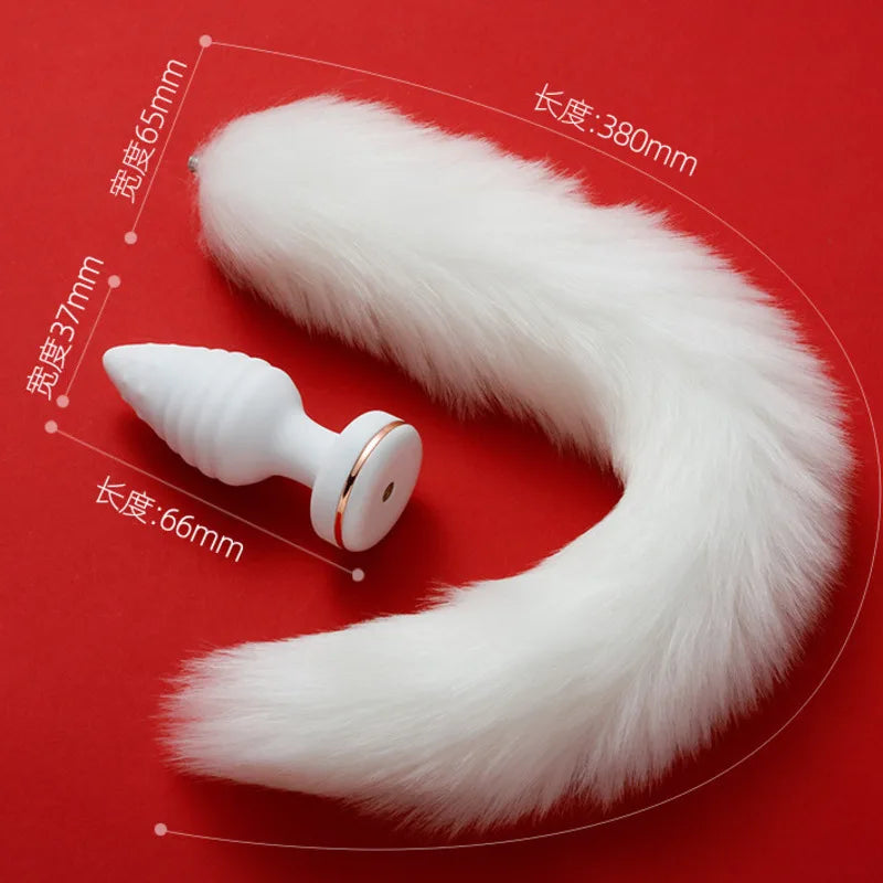 Fox Tail Anal Vibrator Butt Plug Replaceable Silicone Plugs Sex Adult Toys Flirting Tool For Couples SM Role Play Remote Control