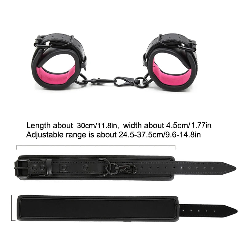 Bdsm Handcuffs Ankle Cuff Adjustable PU Leather Handcuffs Police Sex Bondage Restraints Adult Sex Toys For Woman Couples