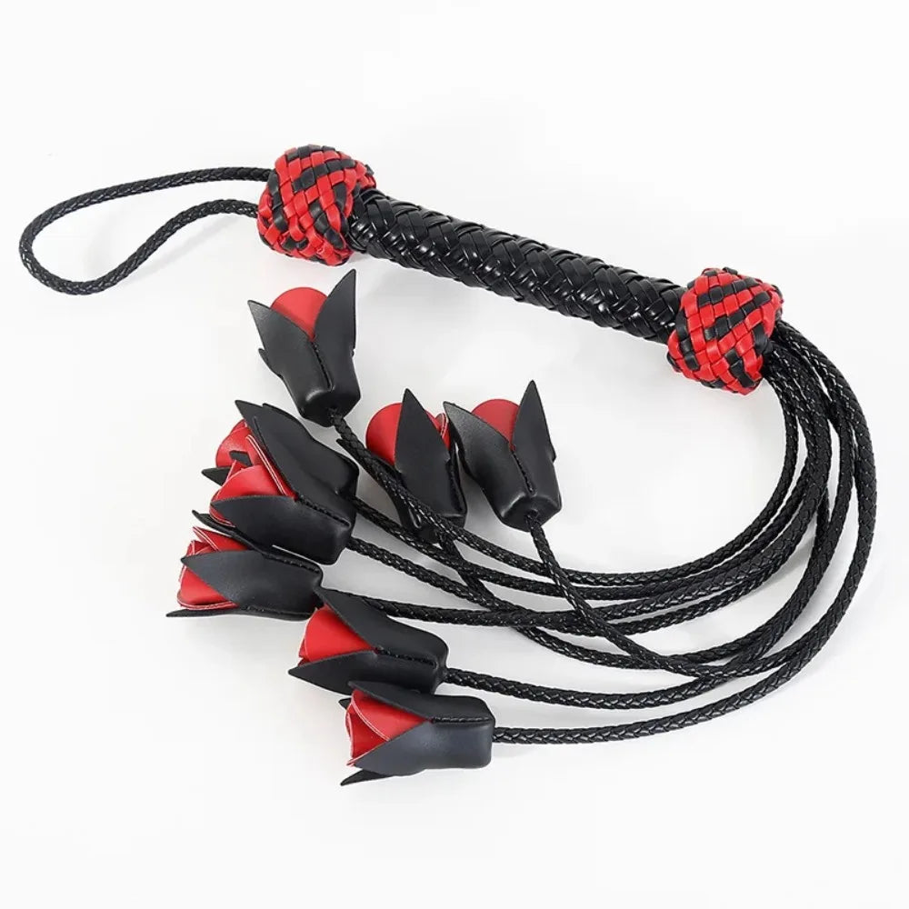 Handmade Woven Rose Flower Leather Whip Leather Whip Loose Whip SM Toys Training Adult Toys sex machine sex machine sexshop