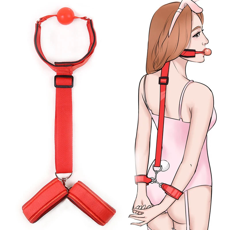 Mouth Ball BDSM Bondage Restraints Handcuff Ankle Cuff Slave No Vibrator Adult Sex Toys For Woman Sex Toys Couples Game Sex Shop