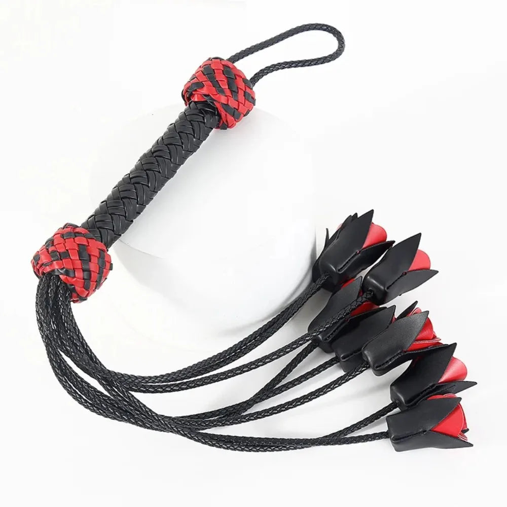 Handmade Woven Rose Flower Leather Whip Leather Whip Loose Whip SM Toys Training Adult Toys sex machine sex machine sexshop
