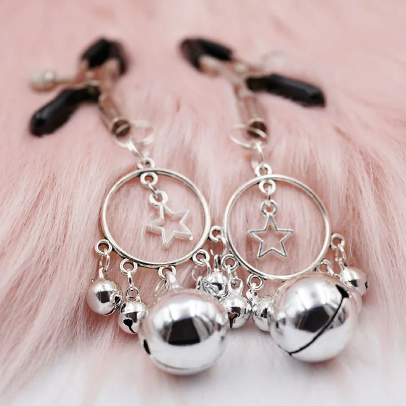 Anal Plug With Bell Ring Sex Nipple Breast Clamps Woman Nipple Clamp Traction Chain Sexy Nipple Clip Adult SM Couple Sex Toys