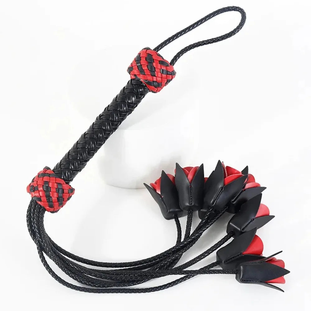 Handmade Woven Rose Flower Leather Whip Leather Whip Loose Whip SM Toys Training Adult Toys sex machine sex machine sexshop