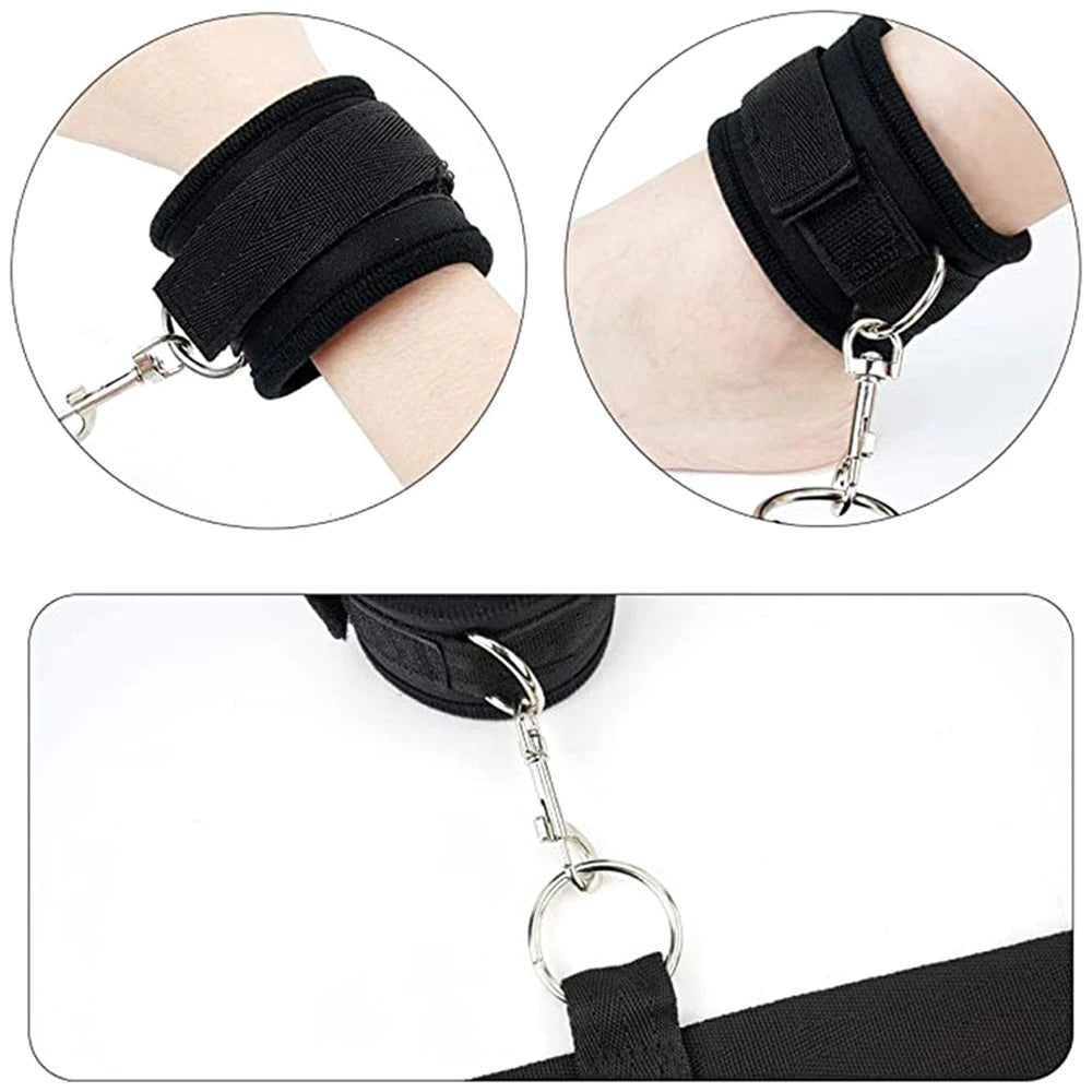 BDSM Adult Sex Toy Kits Sets for Sexy Games Bondage Mask Set Feather Handcuffs Ankle Cuff Restraints for Couple Sexual Aids ﻿18+