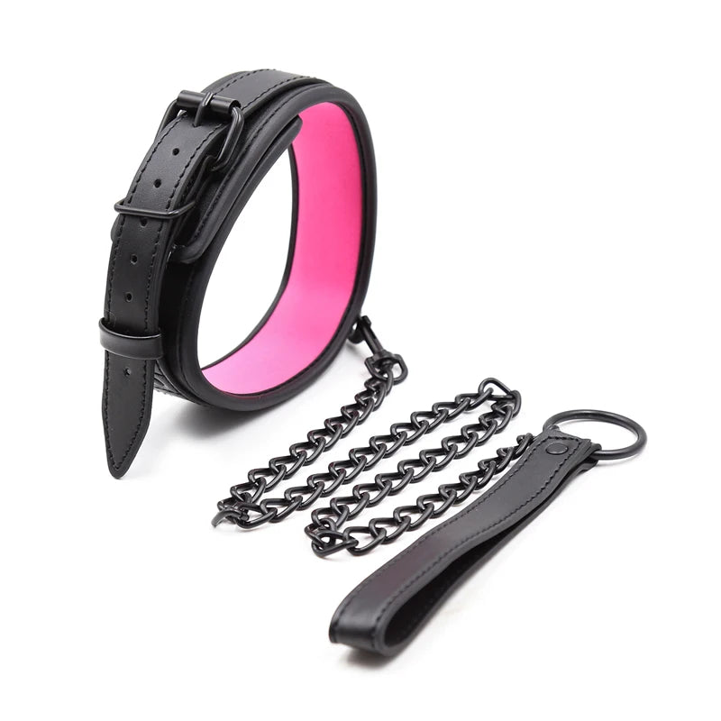 Bdsm Collar Leather Iron Chain Link Bdsm Slave Collars Bondage Collar Bdsm Sex Toys For Women Couples Adults Sexy Toys Sex Shop