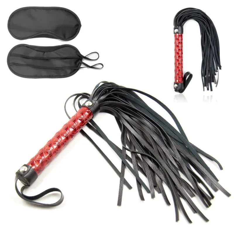 BDSM Kits Slave Whip With Diamond Pattern Handle Lash Flogger Spanking Adult Products Blindfold Sex Toys For Women Erotic Games