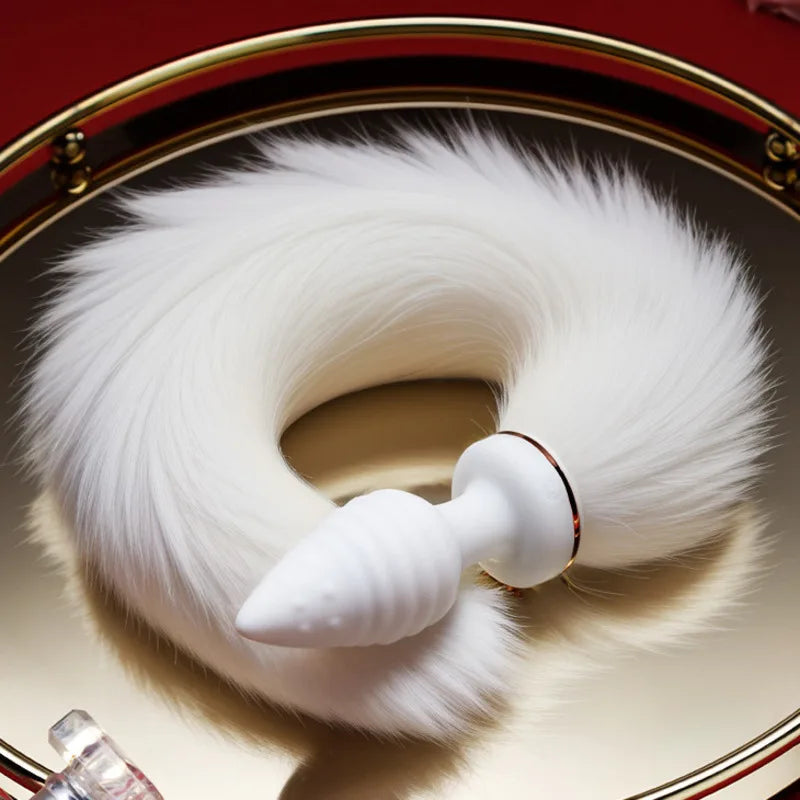 Fox Tail Anal Vibrator Butt Plug Replaceable Silicone Plugs Sex Adult Toys Flirting Tool For Couples SM Role Play Remote Control