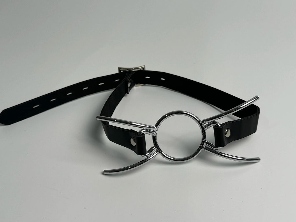 BDSM Metal O Shaped Ring/Spider Open Mouth Gag, Leather Restraint Blowjob Gags,Sex Bondage Toys For Couples Women Men