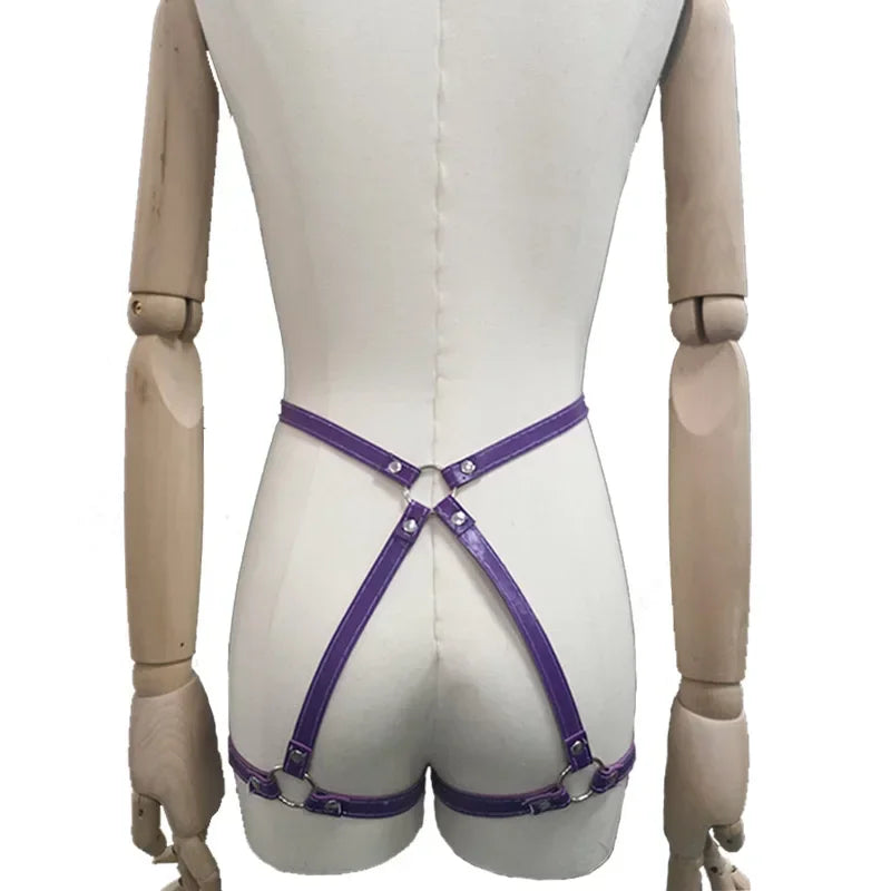 Adult Sexy Underwear BDSM Leather Bondage Lingerie Buttocks Erotic Leg Harness Suspenders Handcuffs Garter Strap For Women Men