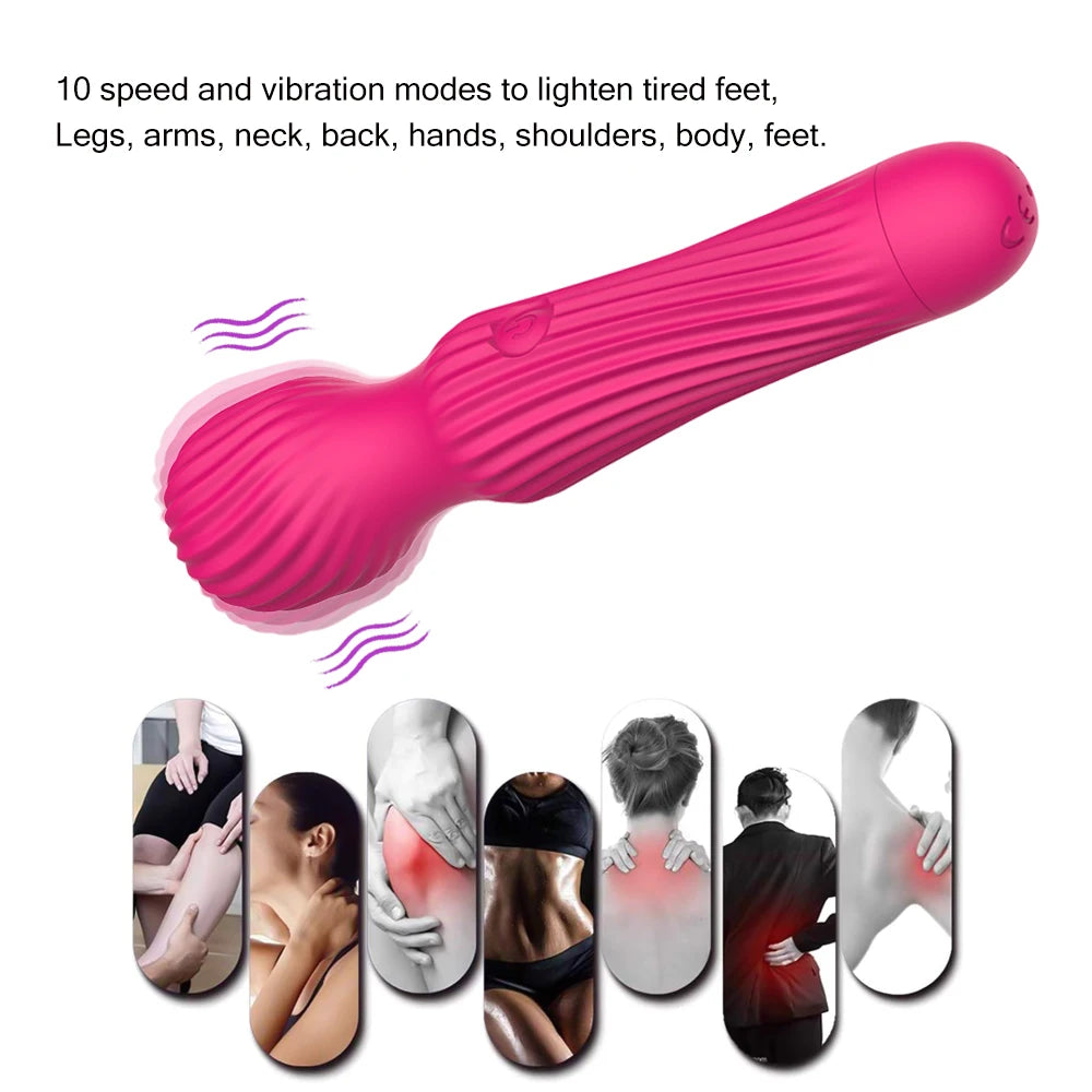 10 Speeds AV Magic Wand Vibrator Strong G-spot Clitoris Nipple Stimulator Sextoy for Women Dildo Masturbator Massager USB Charge