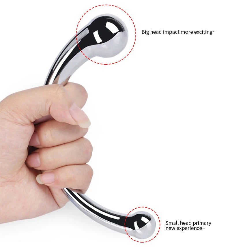 Metal Anal Plug Double Ended Stainless Steel G Spot Wand Butt Plug Prostate Massage Anal Dildo Plug Adult Sex Toys for Men Women