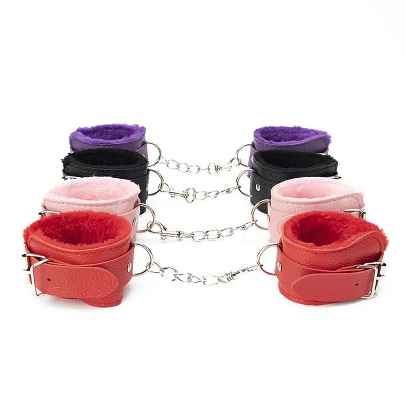 BDSM Sexy Bondage Handcuffs Ankle Cuffs Adjustable With Adult Game Erotic Sex Toy for Women Couples Pink Black Red