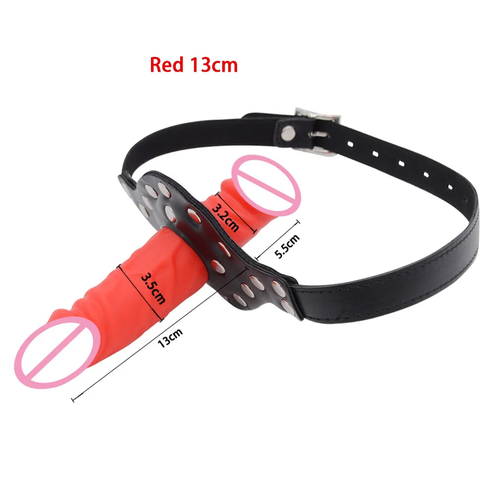 BDSM Strap on Penis Mouth Gag Double Dildos Bandage Adult Games Strapon Lesbian Sex Toys for Husband and Wife Sex Products