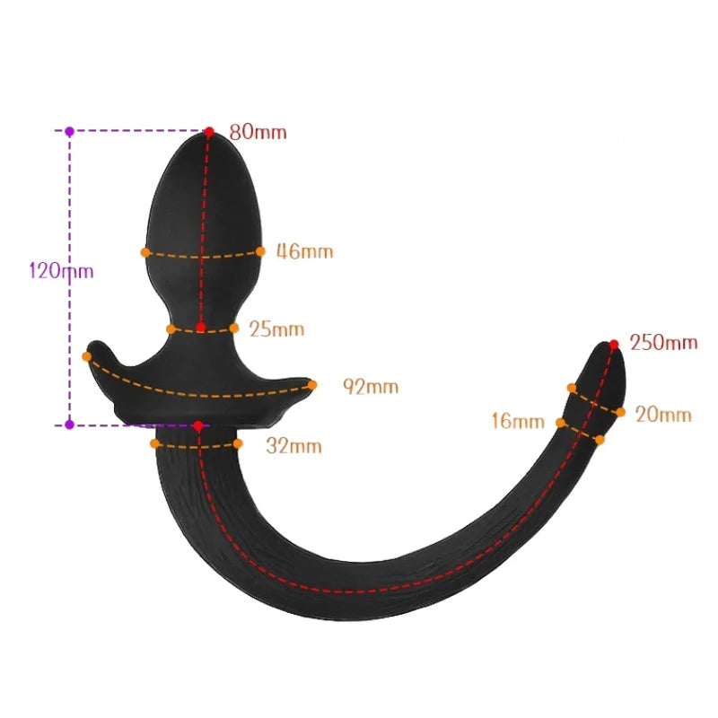 Silicone Prostate Massager Anal Sex Toys with Fetish Puppy Play StripTail Butt Plug for Couple BDSM Anue Bondage Adult Product