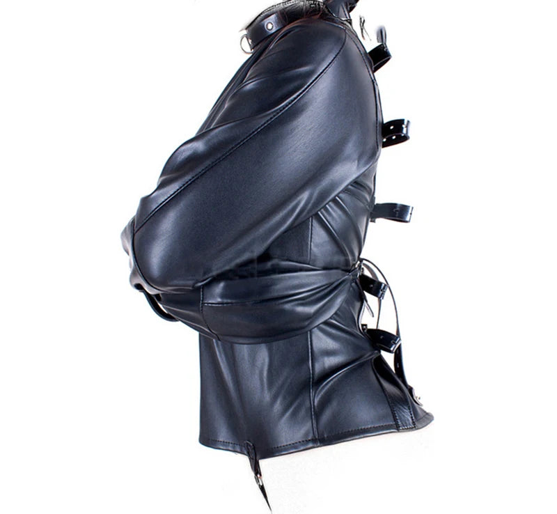 BDSM PU Leather Straitjacket Bondage Body Harness Adult Game Straight Jacket Halloween Clubwear Costume Armbinder Sex Toys Women