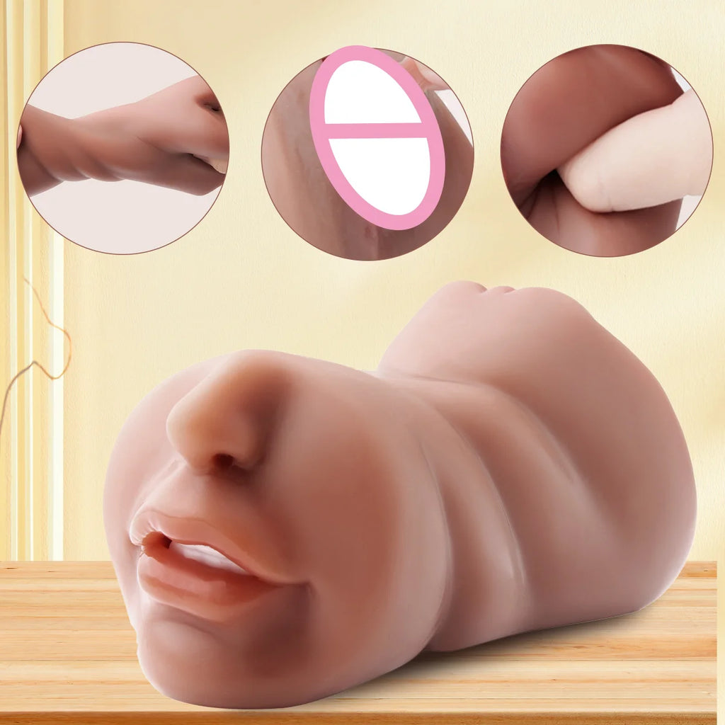 3 In 1 Male Masturbator Cup Realistic Artificial Vagina Pussy Tight Vagina Anus Sex Toy Mouth Textured Masturbation Tool for Men